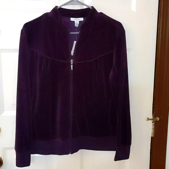 Purple zip up velour jacket - Picture 1 of 4